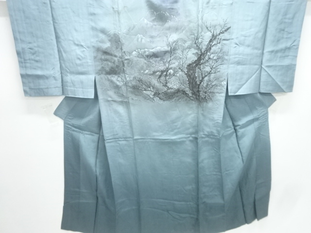JAPANESE KIMONO / ANTIQUE MENS HITOE JUBAN / SILK / WINTER TREES